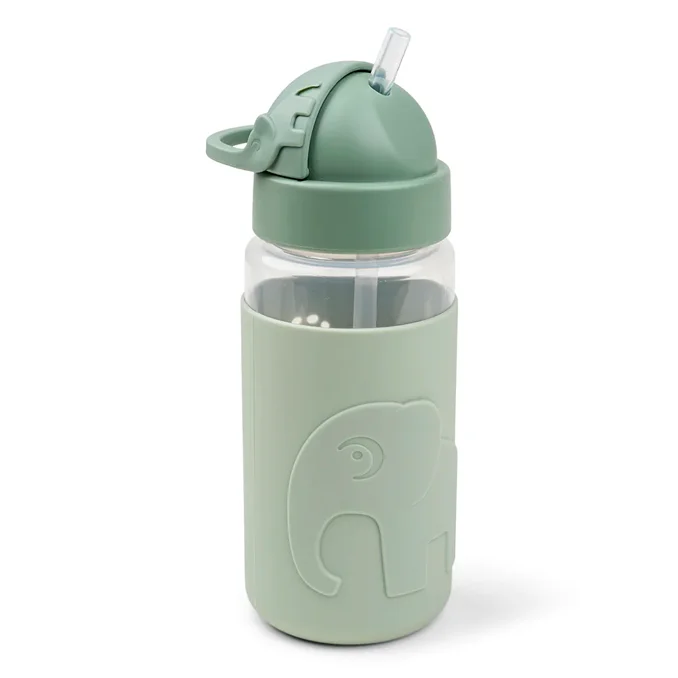 Done by Deer Easy-Grip Trinkflasche mit Strohhalm, Elphee green