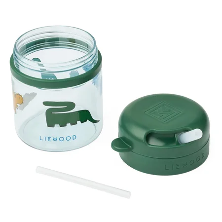 Liewood Pavia Tritan Becher mit Strohhalm, dinosaurs/mist