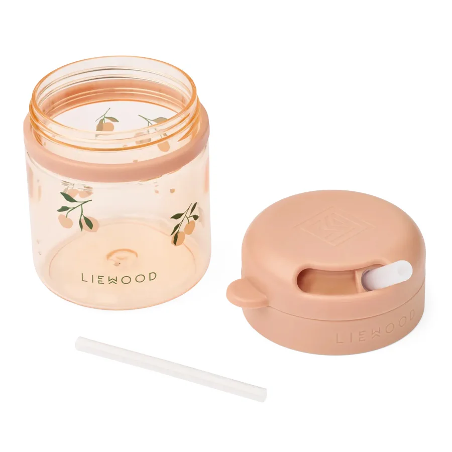 Liewood Pavia Tritan Tasse mit Strohhalm, peach/sea shell