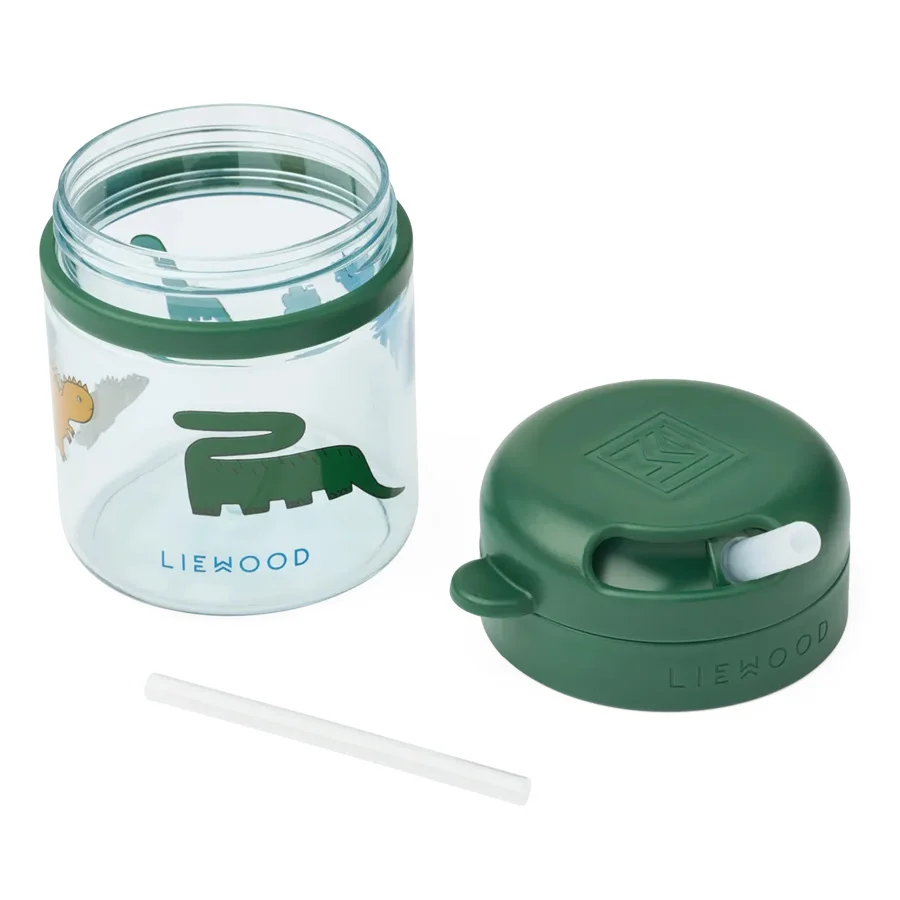 Liewood Pavia Tritan Becher mit Strohhalm, dinosaurs/mist