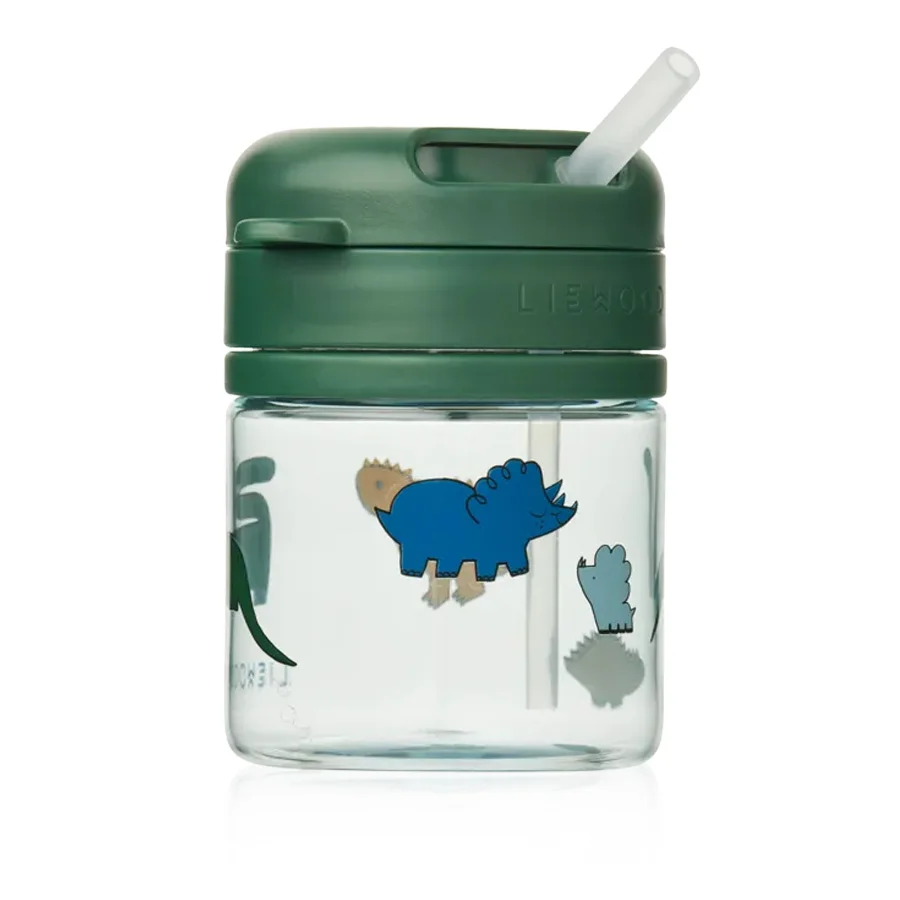 Liewood Pavia Tritan Becher mit Strohhalm, dinosaurs/mist