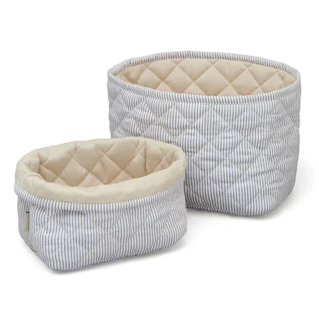 Cam Cam gequilteter Aufbewahrungskorb, 2 Stk - Classic Stripes Blue