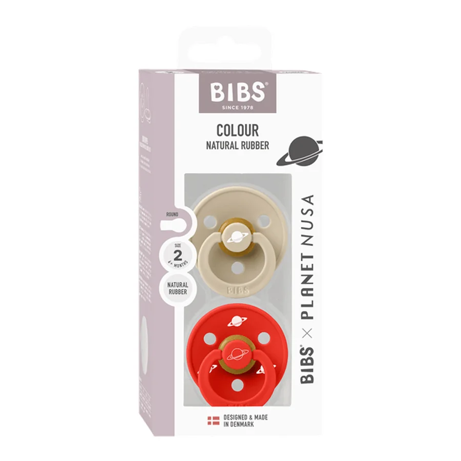 BIBS x Planet Nusa Runde Schnuller 2er-Pack, Größe 2 - Vanille Mix