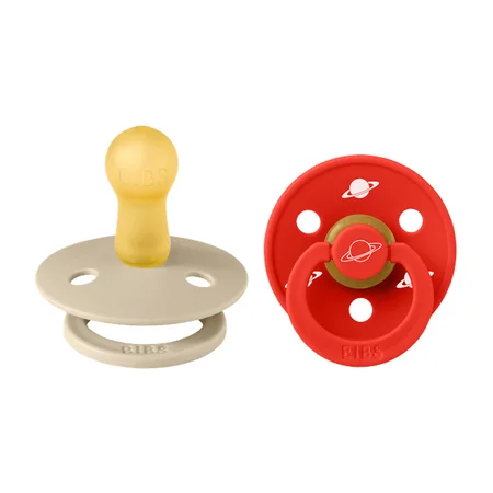 BIBS x Planet Nusa Runde Schnuller 2er-Pack, Größe 2 - Vanille Mix
