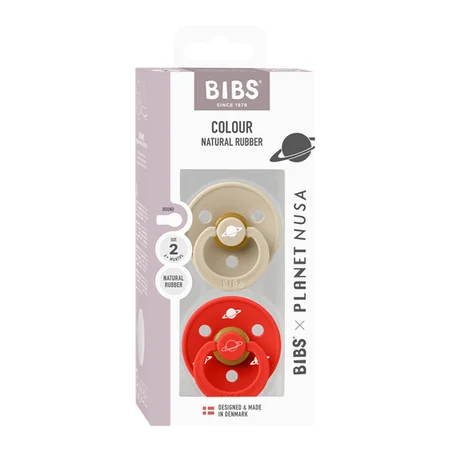 BIBS x Planet Nusa Runde Schnuller 2er-Pack, Größe 2 - Vanille Mix