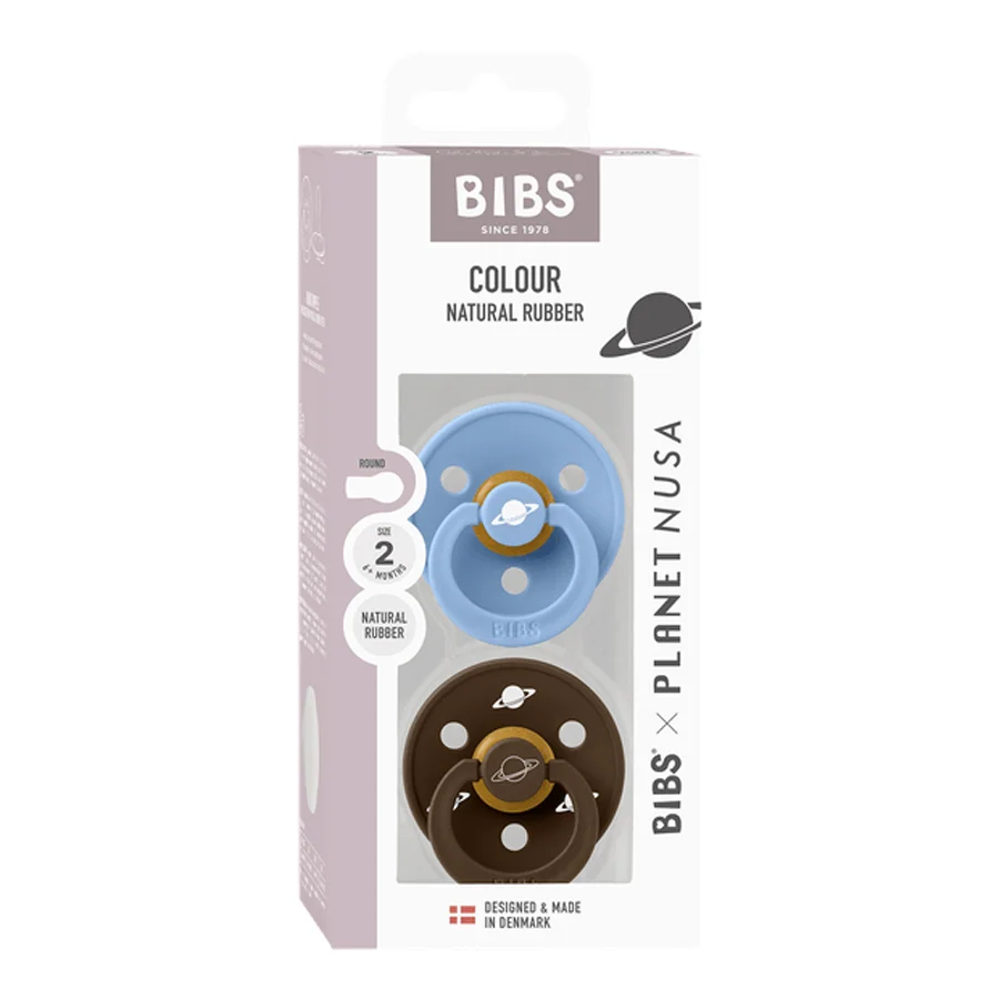 BIBS x Planet Nusa Runder Sauger 2er-Pack, Größe 2 - Sky Blue Mix