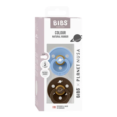 BIBS x Planet Nusa Runder Sauger 2er-Pack, Größe 2 - Sky Blue Mix