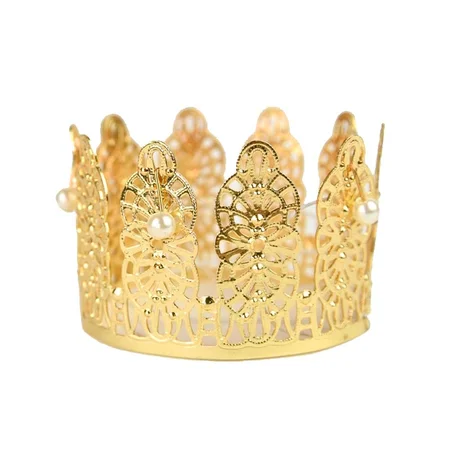 Prinsessekrone guld m.perler