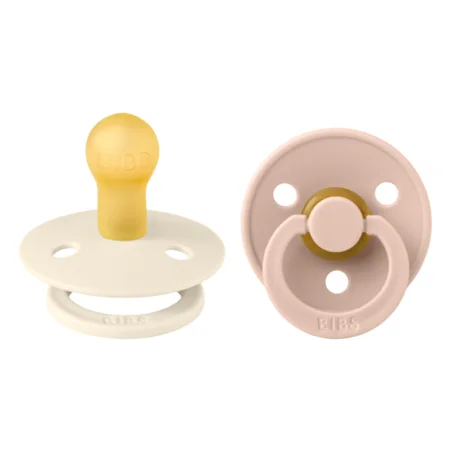 BIBS 2-pak rund sut, str 1 - ivory/blush