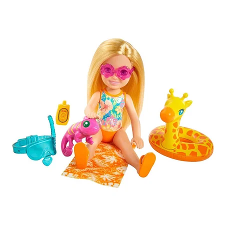 Barbie lillesøster dukke, giraf badering