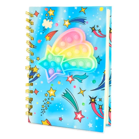 Robetoy Notizbuch mit Regenbogen-Sternschnuppe Push-Pop