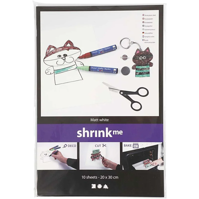 CC Hobby krympeplast, 10 ark - mat hvid