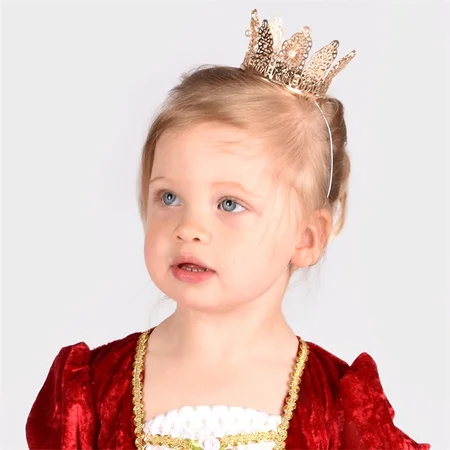 Prinsessekrone guld m.perler