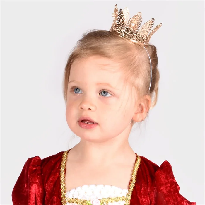 Prinsessekrone guld m.perler