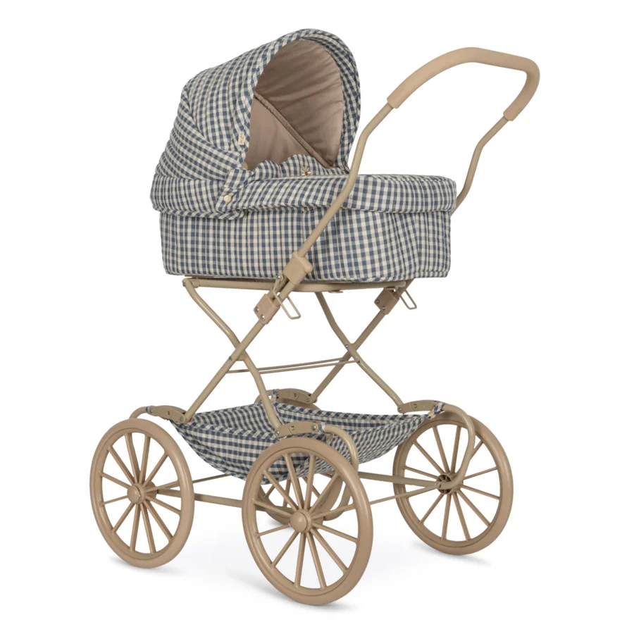 Puppen-Kinderwagen, captains blue check, Konges Sløjd 