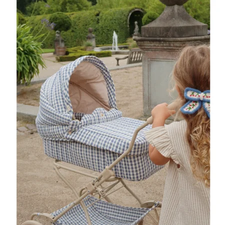 Puppen-Kinderwagen, captains blue check, Konges Sløjd 
