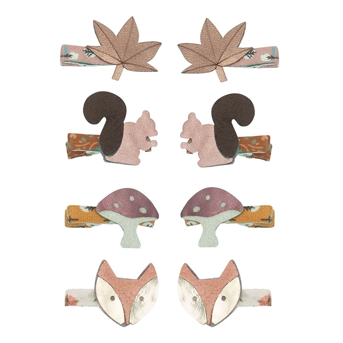 Mimi & Lula 8 Haarspangen "Mini woodland" chestnut