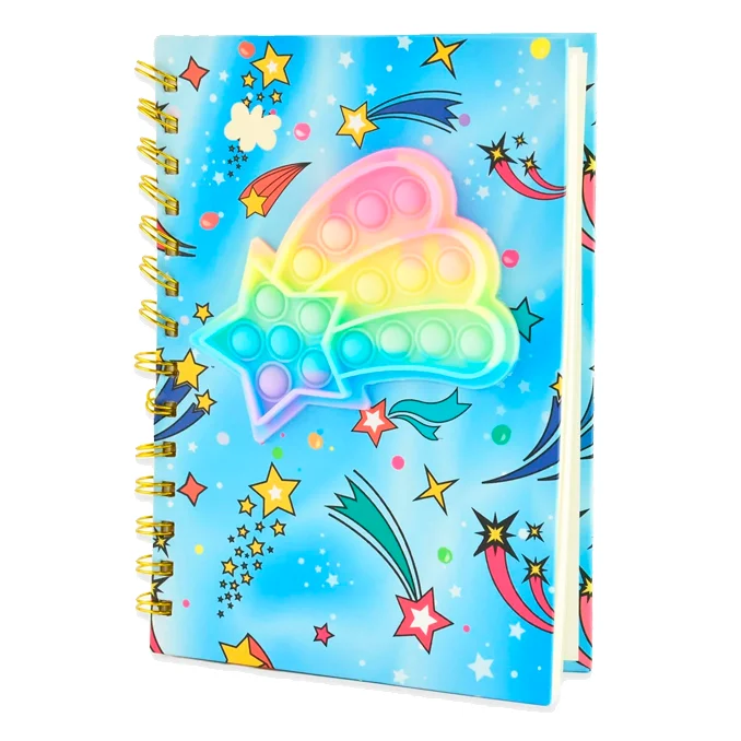 Robetoy Notizbuch mit Regenbogen-Sternschnuppe Push-Pop