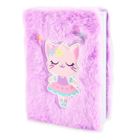 Robetoy Notizbuch mit Plüsch und Ballerina Katze, lila