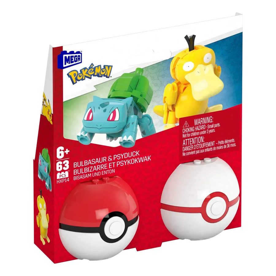 MEGA Pokemon Pokeball 2er-Pack, Bulbasaur und Psyduck