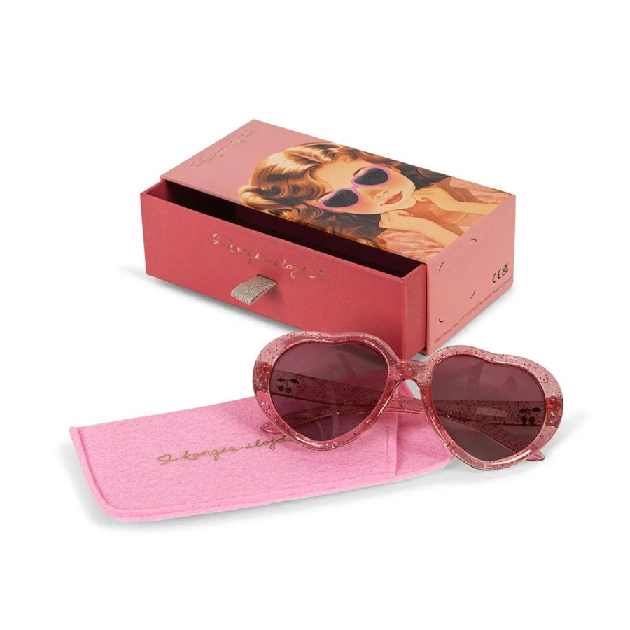 Konges Sløjd Junior-Sonnenbrille Herz, Kirsche Glitter
