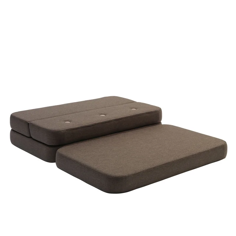 3-Fold Sofa 120 cm, braun mit sandfarbenen Knöpfen, byKlipKlap