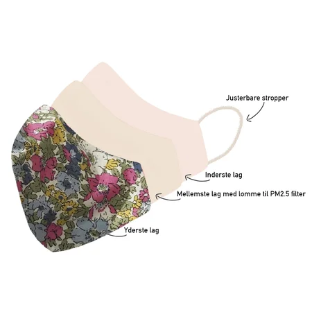 byStær stof mundbind, mix blomster
