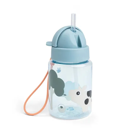 Done by Deer Trinkflasche mit Saugrohr, Tiny Farm - Blue