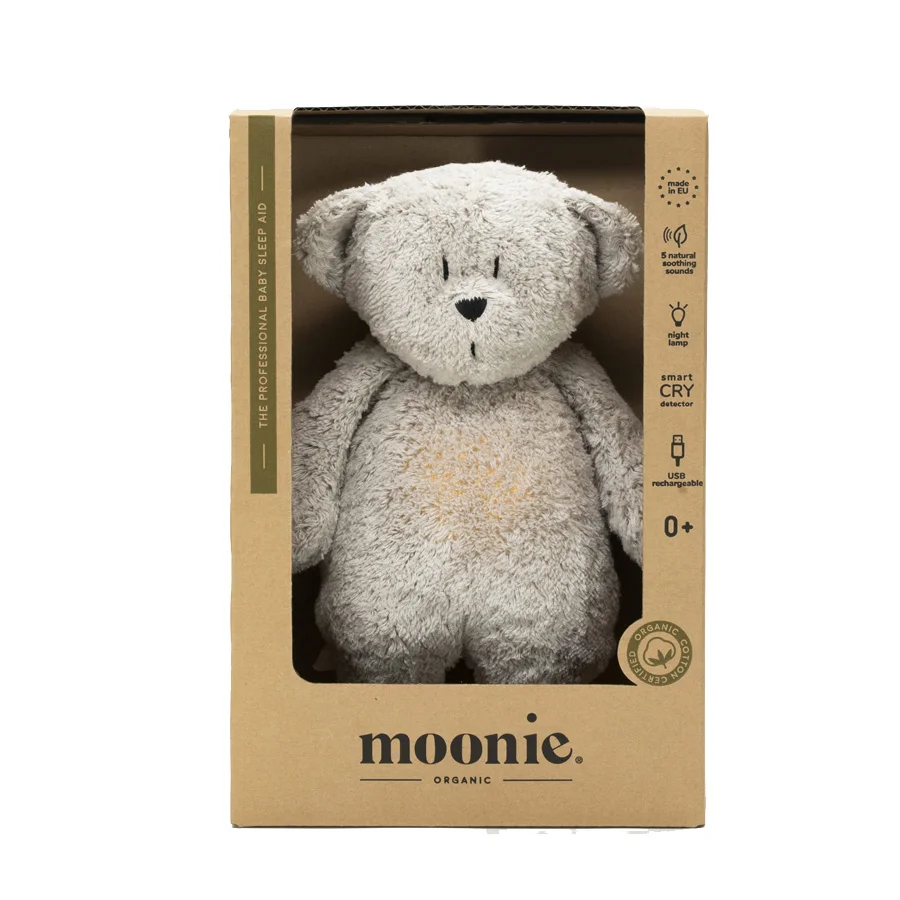 Moonie 2.0 Organic Humming Bjørn med lampe, gray