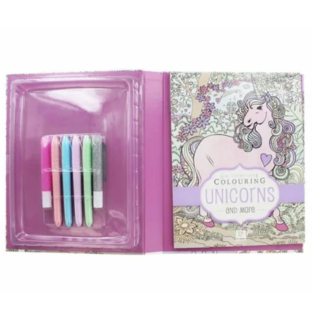 Malebog inkl gel pens, enhjørninger