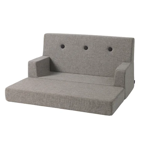 KK Kindersofa soft, multigrau mit dunkelgrauen Knöpfen, byKlipKlap