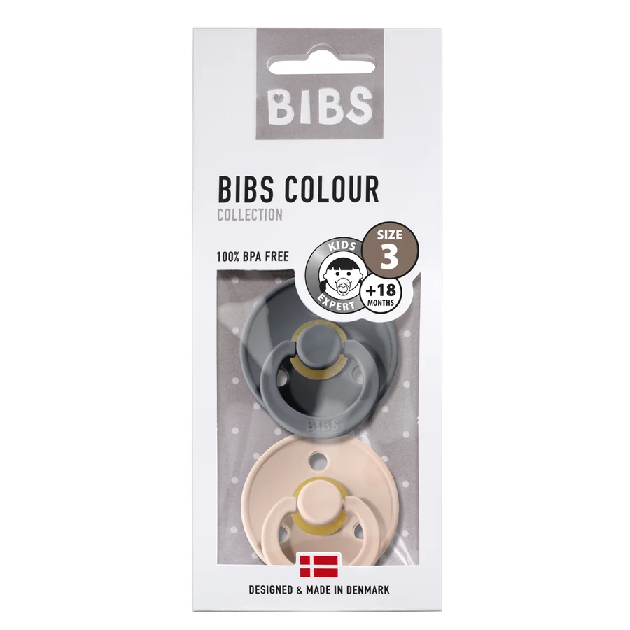 Bibs 2-pak rund sut, str 3 - Iron/Blush
