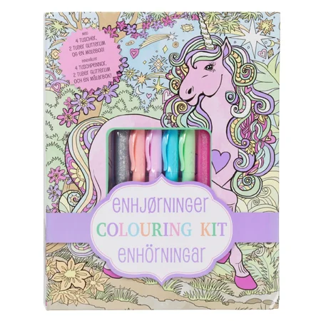 Malebog inkl gel pens, enhjørninger