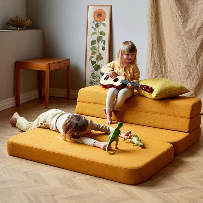 3-Fold Sofa 120 cm, senfgelb, byKlipKlap