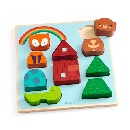 Djeco Relief Puzzle, Puzz & Match, rainbow