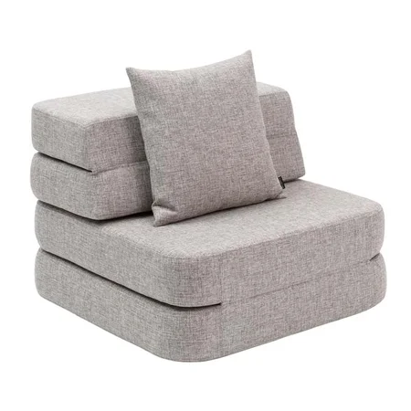 3-Fold Sofa Single soft, multigrau mit hellgrauem Knopf, byKlipKlap