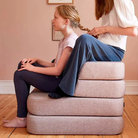 3-Fold Sofa Single soft, zartrosa mit dunkelrosa Knopf, byKlipKlap