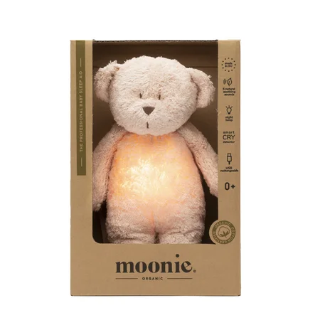 Moonie 2.0 Organic Humming Bjørn med lampe, rose 