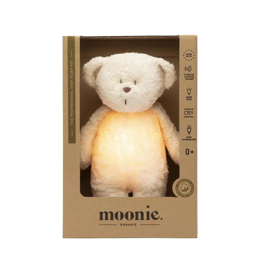 Moonie 2.0 Organic Humming bjørn med lampe, polar