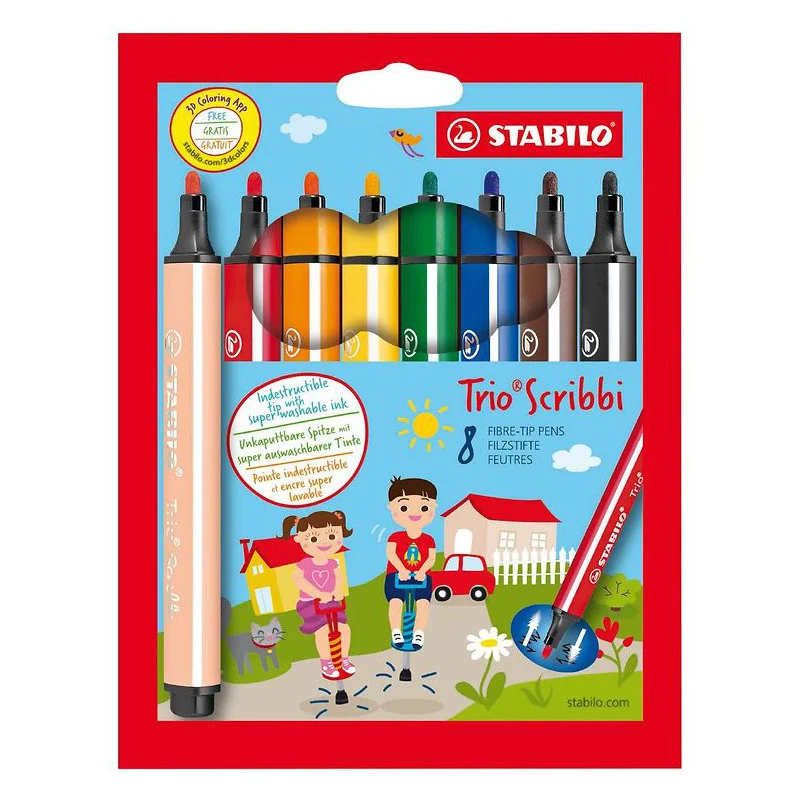 Stabilo Trio Scribbi tuscher, 8 stk
