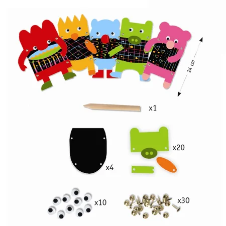 Djeco kreativ leg, scratch kort for de små - monstre