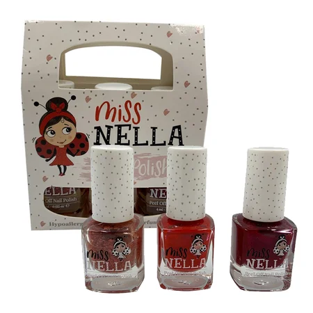 Miss Nella 3-pak neglelak til børn, rød/lilla