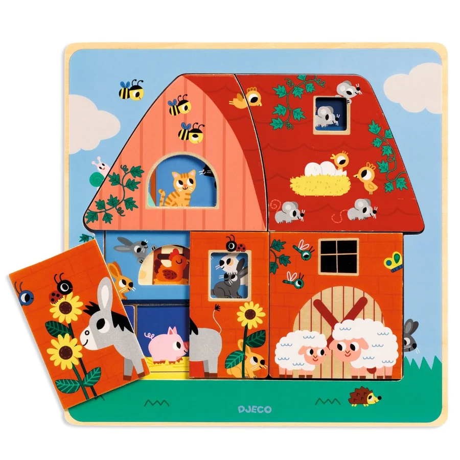 Djeco 3-Schichten-Puzzle, Bauernhaus