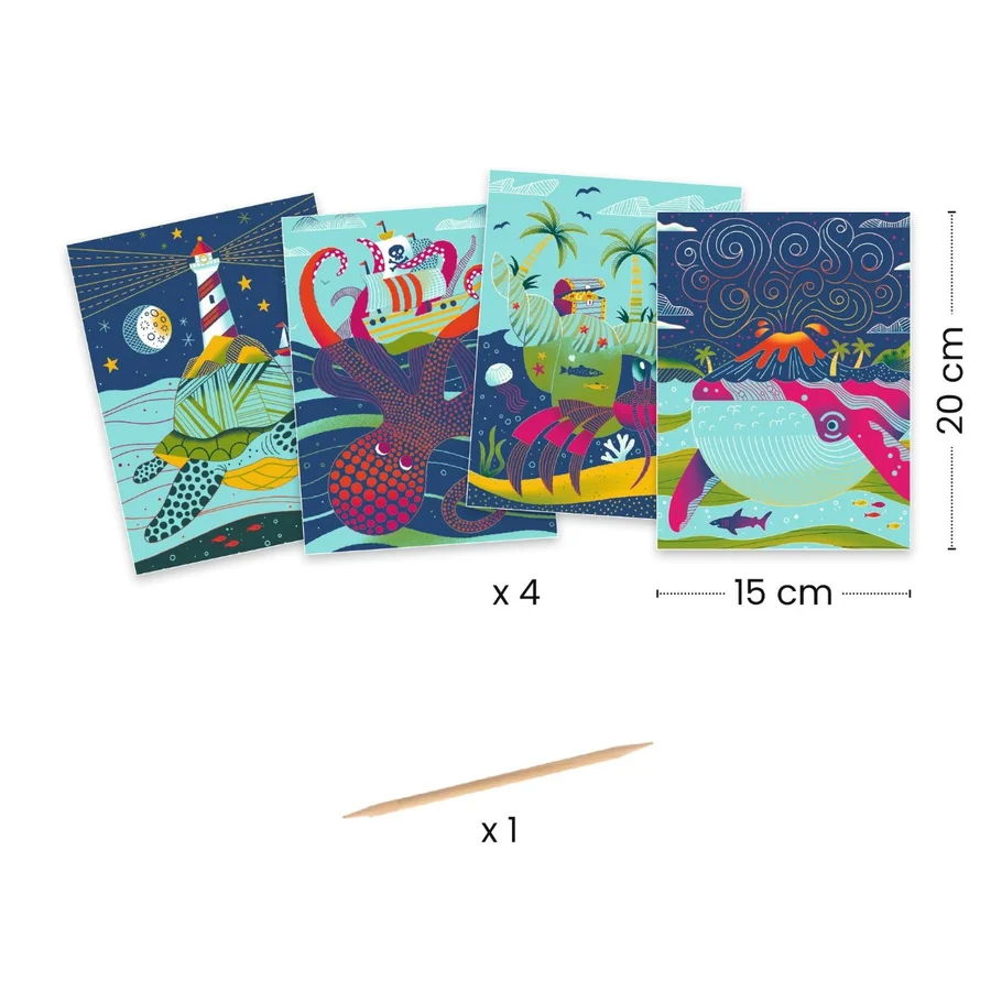 Djeco Kratzbilder, Unter dem Meer