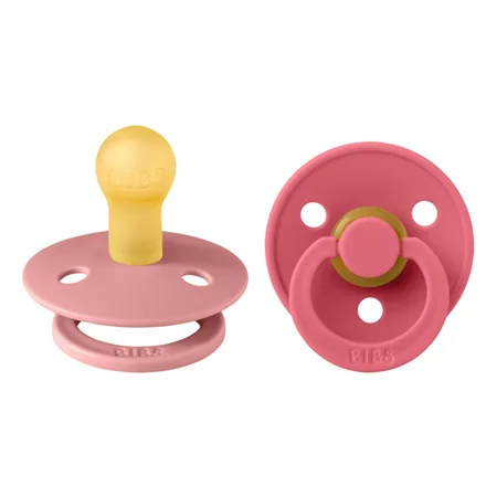 BIBS 2er-Pack Schnuller Rund Größe 1 - Dusty Pink/Coral