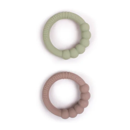 Filibabba Beissring aus Silikon, 2er-Pack, warm grey/oil