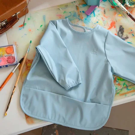 Sebra Lätzchen mit Ärmeln, powder blue