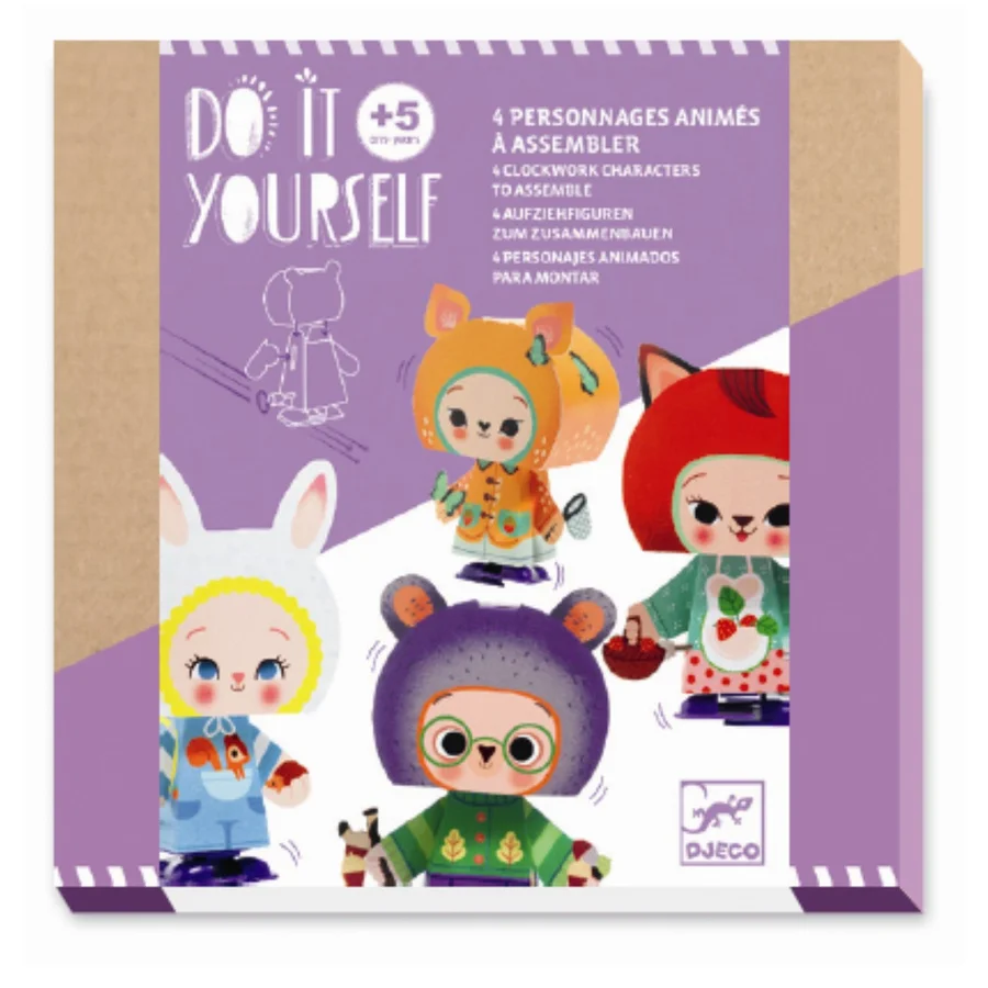 Djeco DIY-Box, Aufziehfiguren, Waldtiere aus Papier