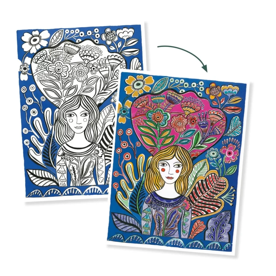 Djeco Poster zum Anmalen, Galerie Blumen