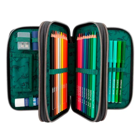Dino world 3-Fach Federtasche mit LED